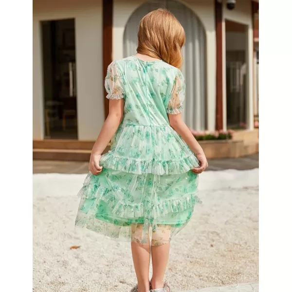 GRACE KARIN Flower Girl Dress Girls Cute Ruffled Layered Party Dresses for 512YGreen