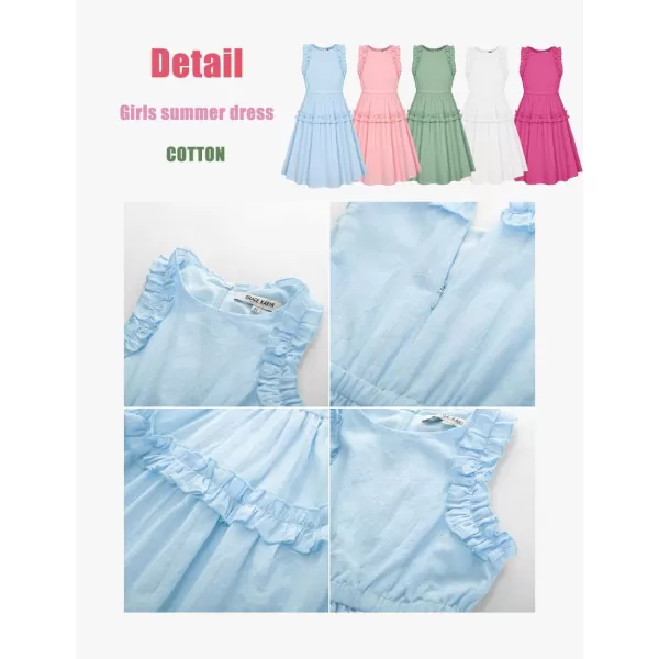 GRACE KARIN Girl Cotton Summer Dress Sleeveless Ruffle Tiered Flowy ALine Crew Neck Midi Casual Sundress 512YDeep Pink