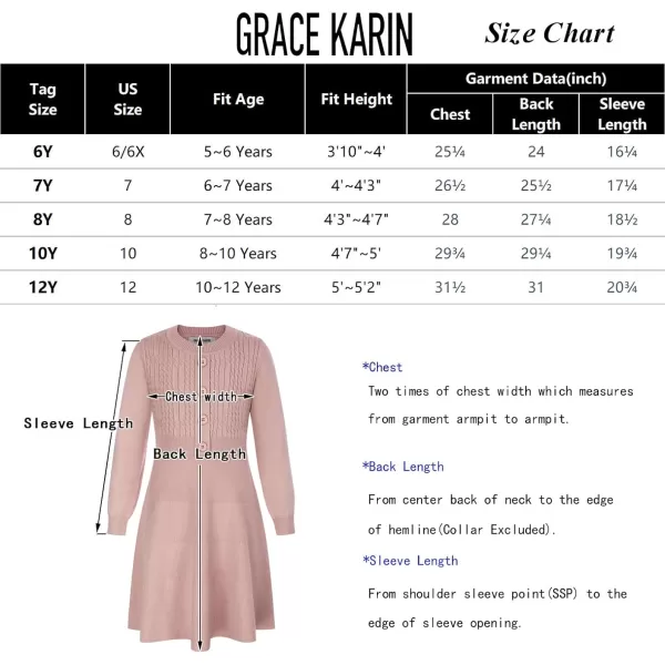 GRACE KARIN Girl Long Sleeve Dress Ruffle Button Front Knit Casual Sweater Fall Winter Dresses for Girls 512Cream