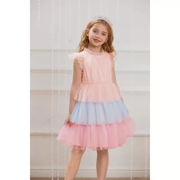 GRACE KARIN Girl Summer Ruffle Dress Birthday Party Tiered Tulle Dress Size 512Multicolor