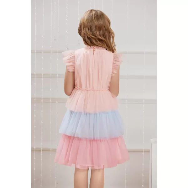 GRACE KARIN Girl Summer Ruffle Dress Birthday Party Tiered Tulle Dress Size 512Multicolor