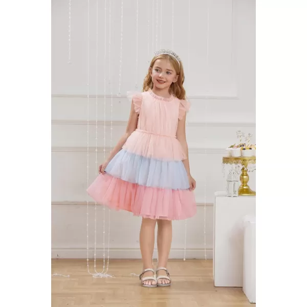 GRACE KARIN Girl Summer Ruffle Dress Birthday Party Tiered Tulle Dress Size 512Multicolor