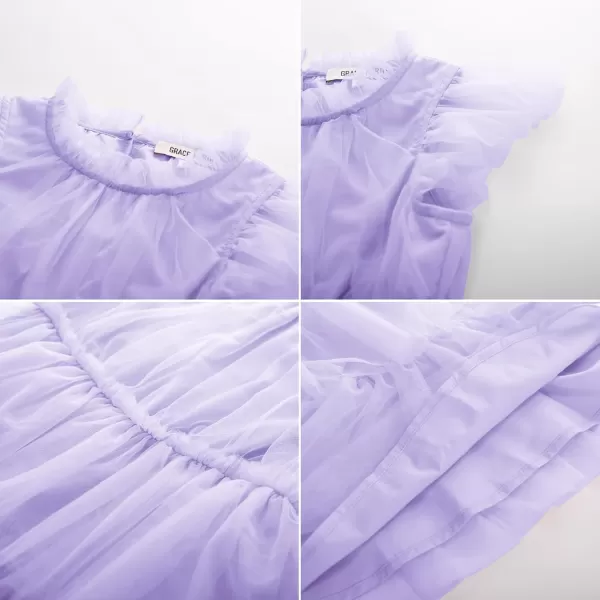 GRACE KARIN Girl Summer Ruffle Dress Birthday Party Tiered Tulle Dress Size 512Purple