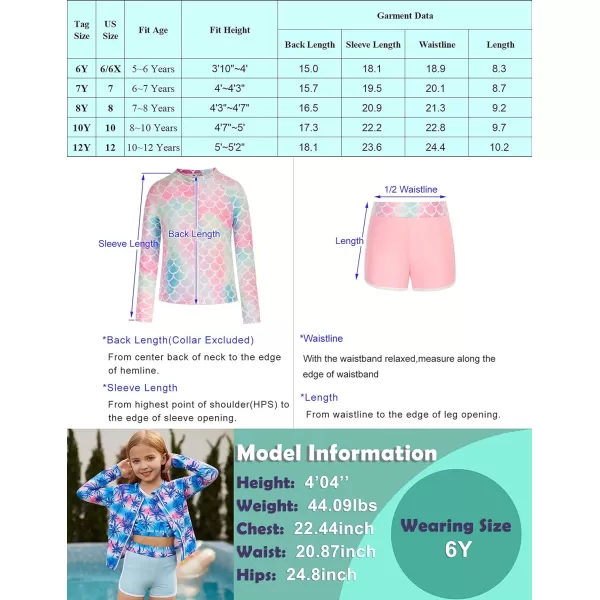 GRACE KARIN Girls 3PCS Swimsuit Long Sleeve Rash Guard Swimwear Tankini Sets 612YBluecoconut Tree