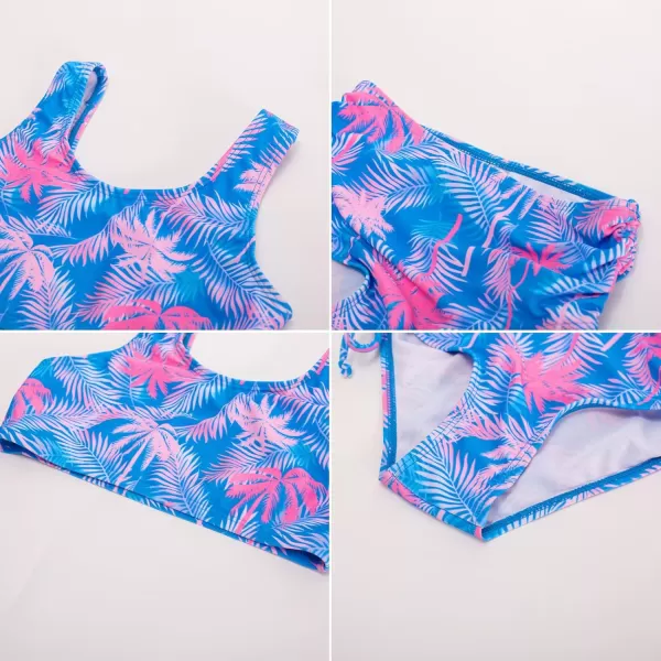 GRACE KARIN Girls 4 Piece Bathing Suit Taniki Swimsuit Tie Front Bikini Set with Kimono Cover Up 614Bluecoconut