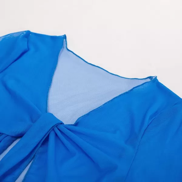 GRACE KARIN Girls 4 Piece Bathing Suit Taniki Swimsuit Tie Front Bikini Set with Kimono Cover Up 614Bluecoconut