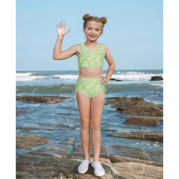 GRACE KARIN Girls 4 Piece Bathing Suit Taniki Swimsuit Tie Front Bikini Set with Kimono Cover Up 614Greendaisy