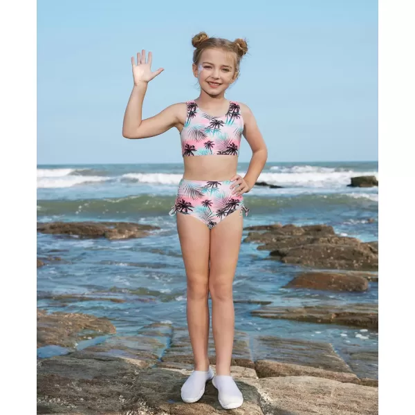 GRACE KARIN Girls 4 Piece Bathing Suit Taniki Swimsuit Tie Front Bikini Set with Kimono Cover Up 614Pinkcoconut