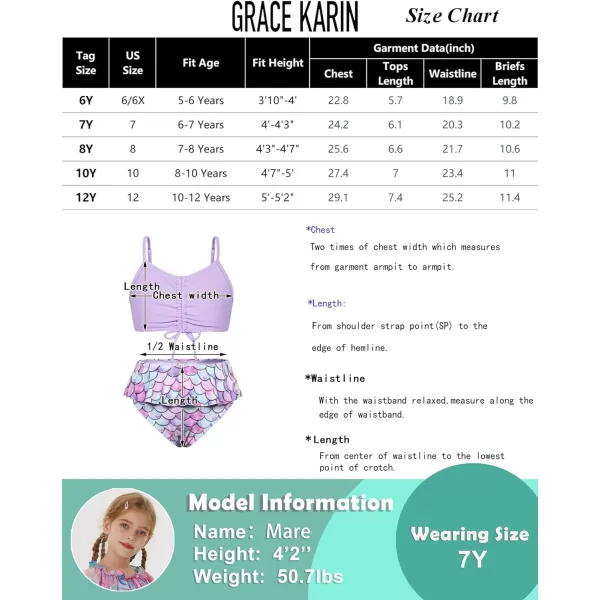 GRACE KARIN Girls Bikini Swimsuit 3Piece Bathing Suit Sun Protection Swimwear CoverUp Sets 512YPink