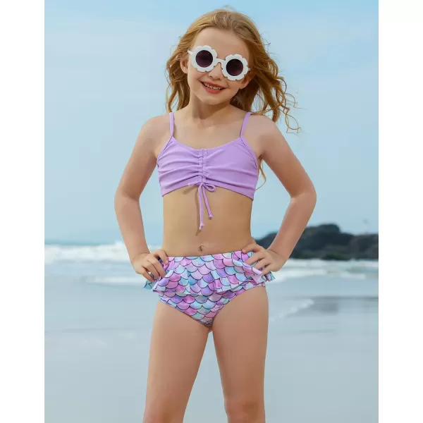 GRACE KARIN Girls Bikini Swimsuit 3Piece Bathing Suit Sun Protection Swimwear CoverUp Sets 512YPurple