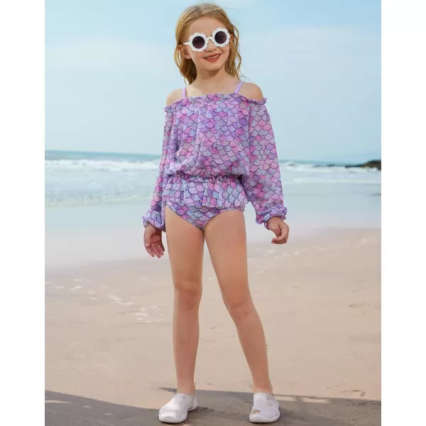 GRACE KARIN Girls Bikini Swimsuit 3Piece Bathing Suit Sun Protection Swimwear CoverUp Sets 512YPurple