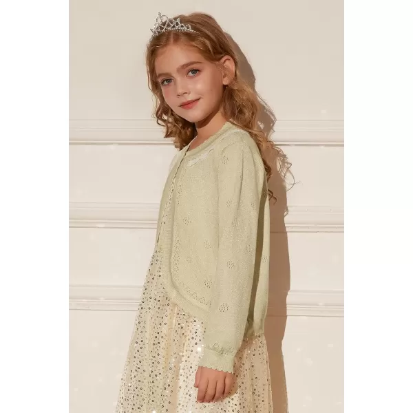 GRACE KARIN Girls Cardigan Long Sleeve Lace Collar Cover Up Shrug Sweater 510YGold