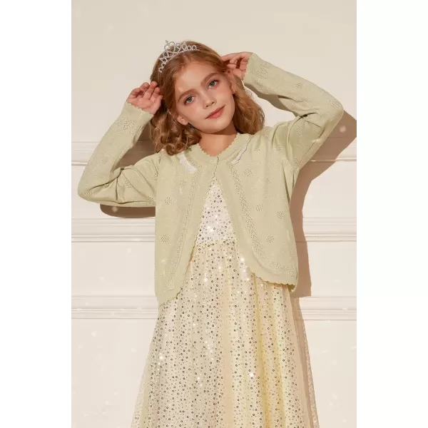 GRACE KARIN Girls Cardigan Long Sleeve Lace Collar Cover Up Shrug Sweater 510YGold