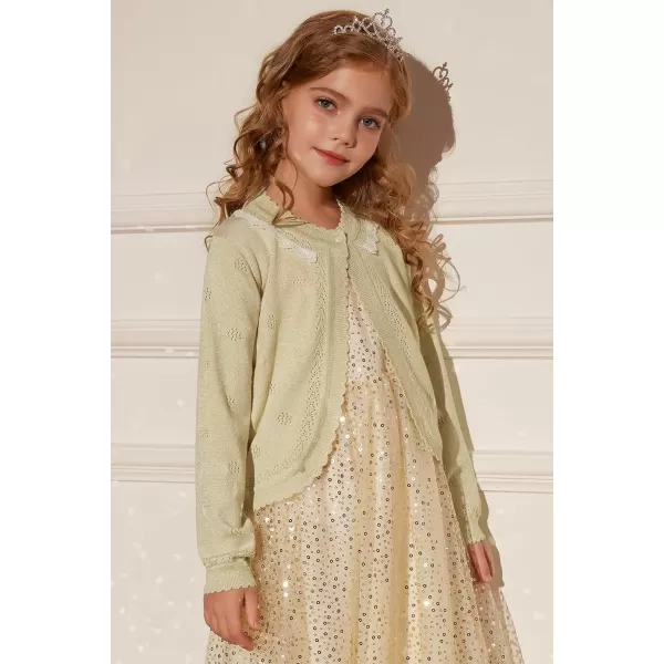 GRACE KARIN Girls Cardigan Long Sleeve Lace Collar Cover Up Shrug Sweater 510YGold