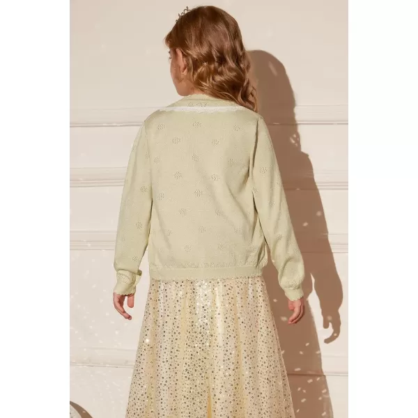 GRACE KARIN Girls Cardigan Long Sleeve Lace Collar Cover Up Shrug Sweater 510YGold