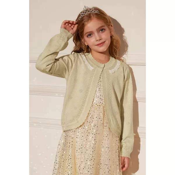 GRACE KARIN Girls Cardigan Long Sleeve Lace Collar Cover Up Shrug Sweater 510YGold