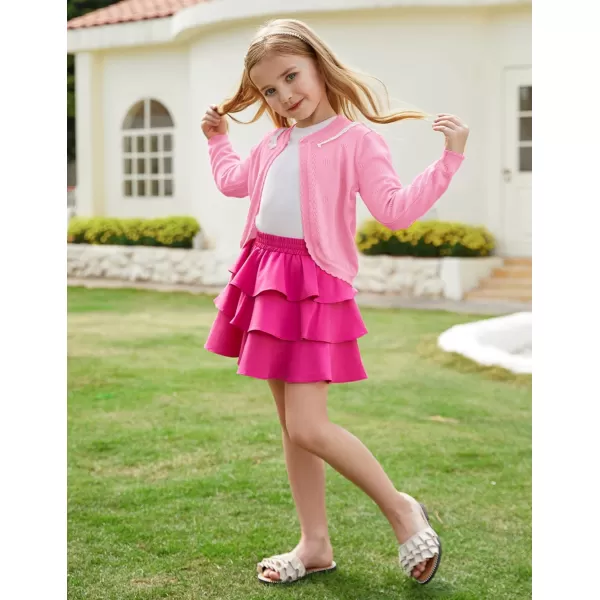 GRACE KARIN Girls Cardigan Long Sleeve Lace Collar Cover Up Shrug Sweater 510YLight Pink