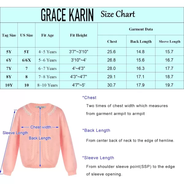 GRACE KARIN Girls Cardigan Long Sleeve Lace Collar Cover Up Shrug Sweater 510YLight Pink
