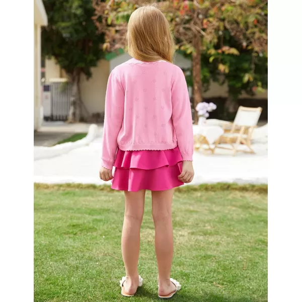 GRACE KARIN Girls Cardigan Long Sleeve Lace Collar Cover Up Shrug Sweater 510YLight Pink