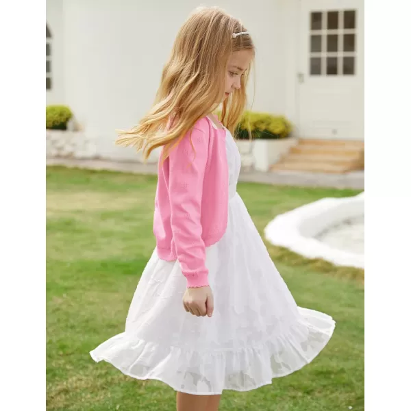 GRACE KARIN Girls Cardigan Long Sleeve Lace Collar Cover Up Shrug Sweater 510YLight Pink