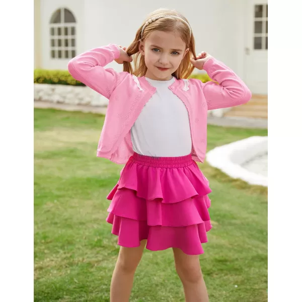 GRACE KARIN Girls Cardigan Long Sleeve Lace Collar Cover Up Shrug Sweater 510YLight Pink