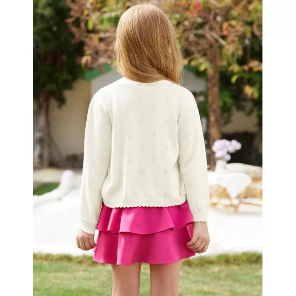 GRACE KARIN Girls Cardigan Long Sleeve Lace Collar Cover Up Shrug Sweater 510YOffwhite