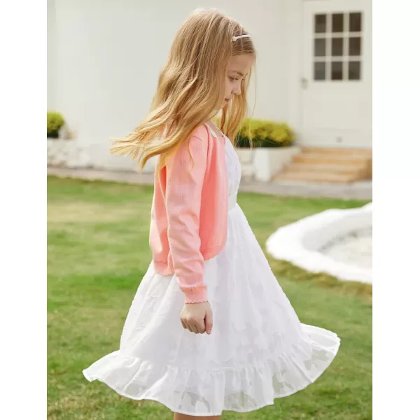 GRACE KARIN Girls Cardigan Long Sleeve Lace Collar Cover Up Shrug Sweater 510YPink