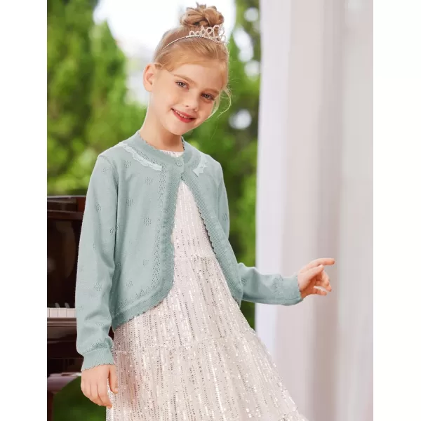 GRACE KARIN Girls Cardigan Long Sleeve Lace Collar Cover Up Shrug Sweater 510YSilver