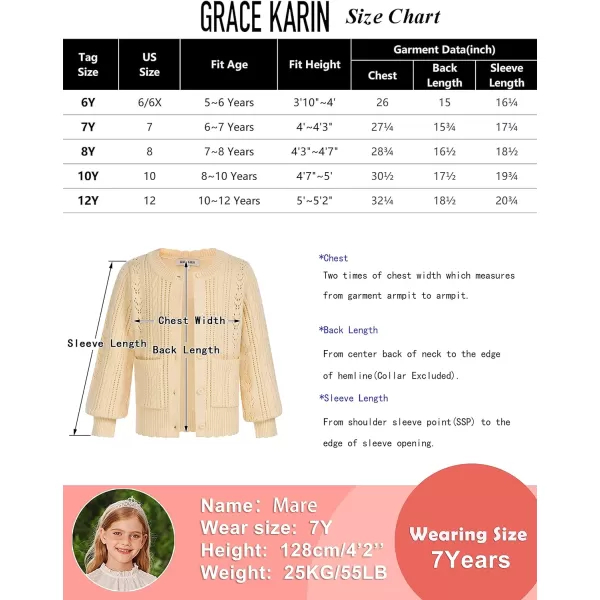 GRACE KARIN Girls Cardigan Long Sleeve Uniforms Knit Sweater Outerwear for KidsApricot