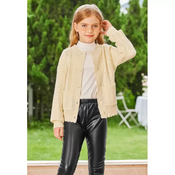 GRACE KARIN Girls Cardigan Long Sleeve Uniforms Knit Sweater Outerwear for KidsApricot