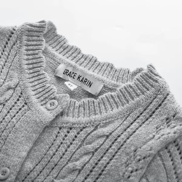GRACE KARIN Girls Cardigan Long Sleeve Uniforms Knit Sweater Outerwear for KidsGray