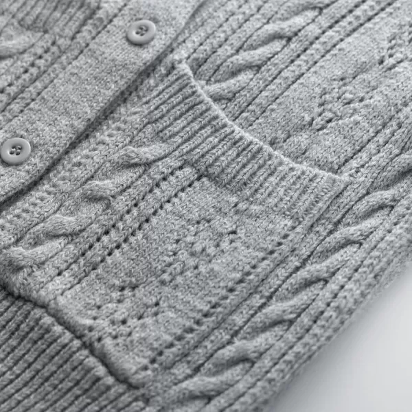 GRACE KARIN Girls Cardigan Long Sleeve Uniforms Knit Sweater Outerwear for KidsGray