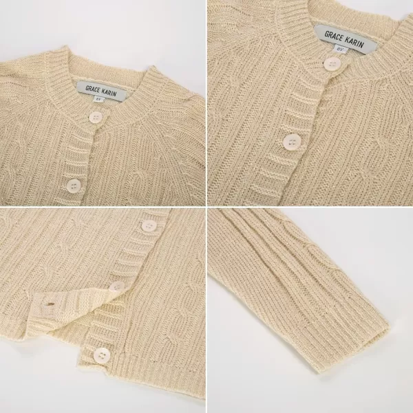 GRACE KARIN Girls Cardigan Sweater Long Sleeve Cable Knit Solid Sparkle 412YApricot
