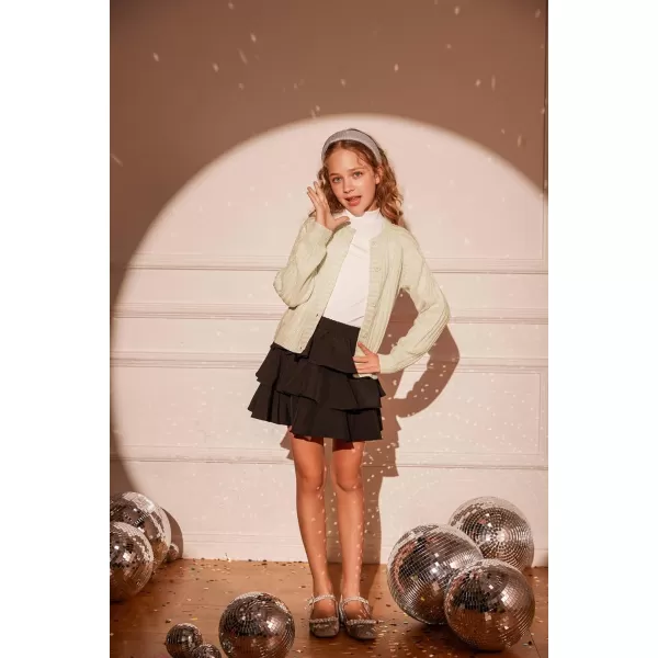 GRACE KARIN Girls Cardigan Sweater Long Sleeve Cable Knit Solid Sparkle 412YApricot