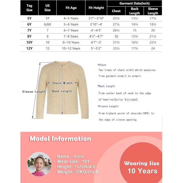 GRACE KARIN Girls Cardigan Sweater Long Sleeve Cable Knit Solid Sparkle 412YPink