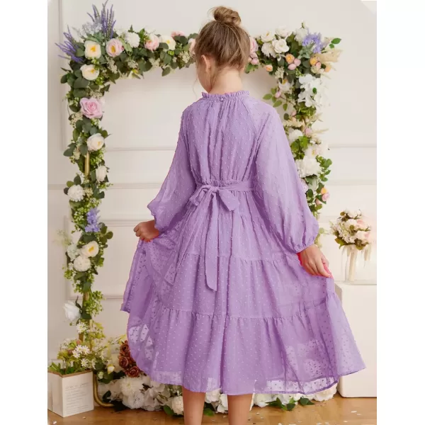 GRACE KARIN Girls Casual Dress Girls Long Sleeve Aline Flowy Maxi Dress for 512 YearsLight Purple 1