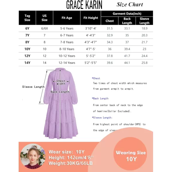 GRACE KARIN Girls Casual Dress Girls Long Sleeve Aline Flowy Maxi Dress for 512 YearsLight Purple 1