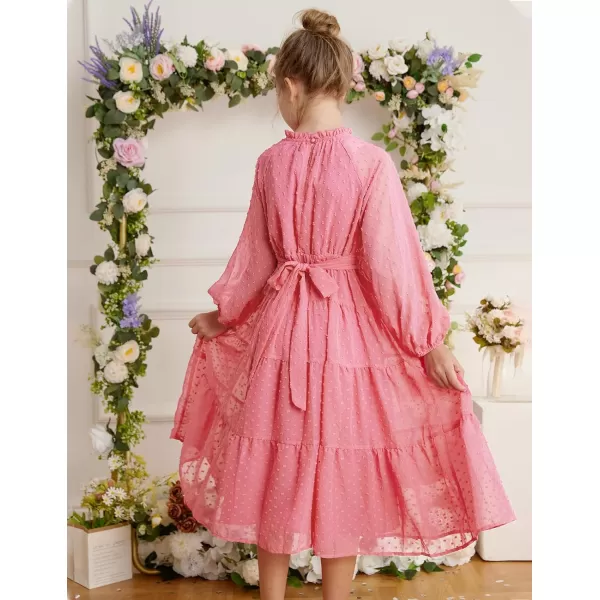 GRACE KARIN Girls Casual Dress Girls Long Sleeve Aline Flowy Maxi Dress for 512 YearsPink 1