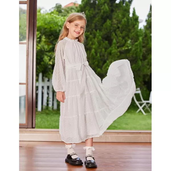 GRACE KARIN Girls Casual Dress Girls Long Sleeve Aline Flowy Maxi Dress for 512 YearsWhite 1