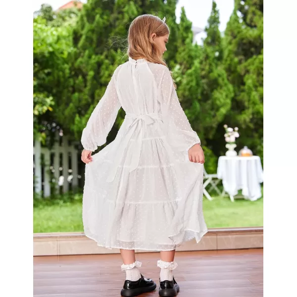 GRACE KARIN Girls Casual Dress Girls Long Sleeve Aline Flowy Maxi Dress for 512 YearsWhite 1