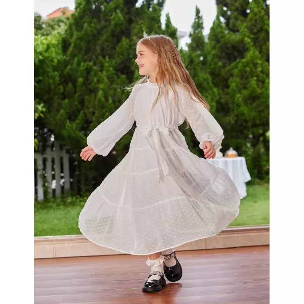 GRACE KARIN Girls Casual Dress Girls Long Sleeve Aline Flowy Maxi Dress for 512 YearsWhite 1