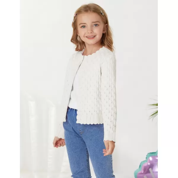 GRACE KARIN Girls Cropped Cardigan Sweaters Long Sleeve Cable Knit Button Front Sweater 512YIvory