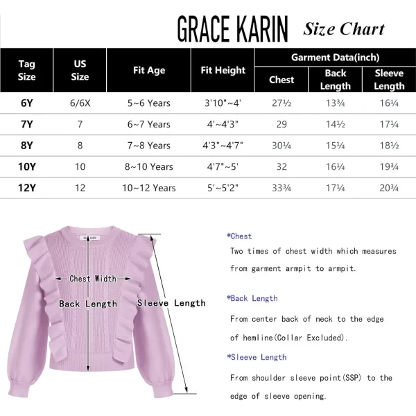 GRACE KARIN Girls Cute Sweater Long Sleeve Ruffled Pullover Sweater for Girls 512YPurple