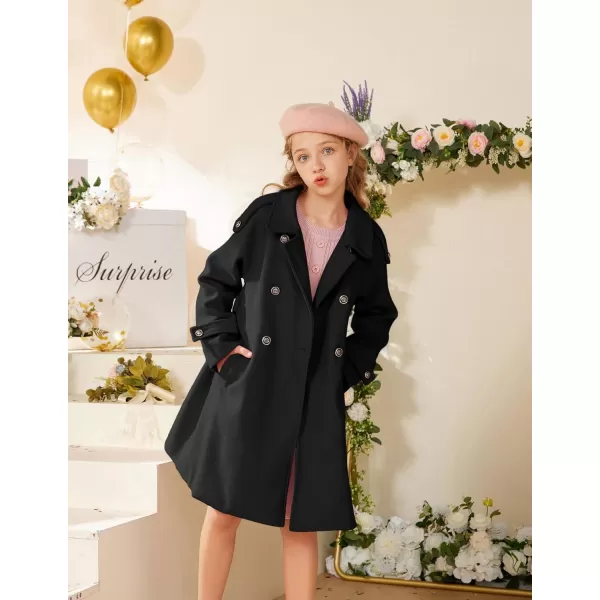 GRACE KARIN Girls Dress Coat Lapel Wool Blend Winter Kids Jackets Coat Size 512Black