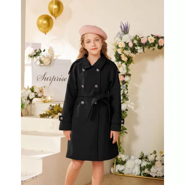 GRACE KARIN Girls Dress Coat Lapel Wool Blend Winter Kids Jackets Coat Size 512Black