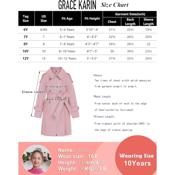 GRACE KARIN Girls Dress Coat Lapel Wool Blend Winter Kids Jackets Coat Size 512Khaki