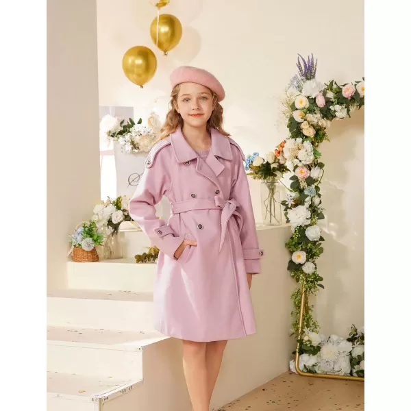 GRACE KARIN Girls Dress Coat Lapel Wool Blend Winter Kids Jackets Coat Size 512Pink