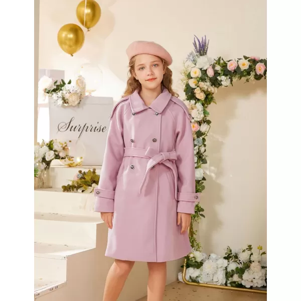 GRACE KARIN Girls Dress Coat Lapel Wool Blend Winter Kids Jackets Coat Size 512Pink