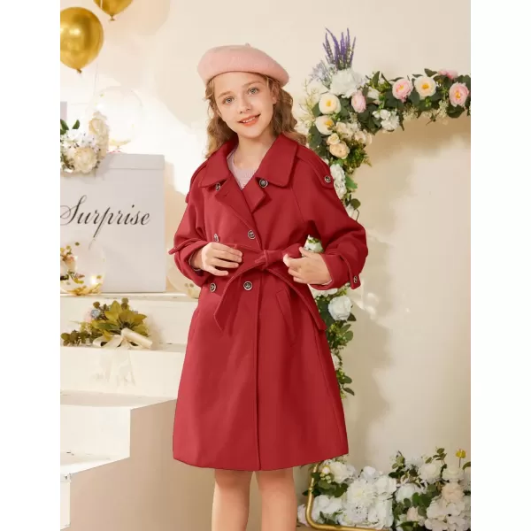 GRACE KARIN Girls Dress Coat Lapel Wool Blend Winter Kids Jackets Coat Size 512Red