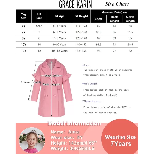 GRACE KARIN Girls Dress Coat Ruffle Sleeves Wool Blend Outerwear 612YCamel